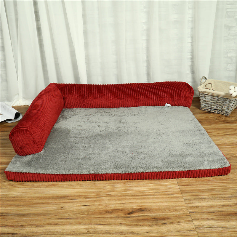 Lit pour chien de luxe en velours côtelé