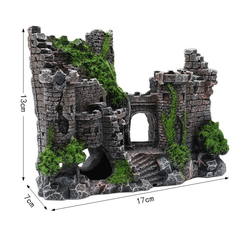 Ornement d'aquarium de château rétro européen