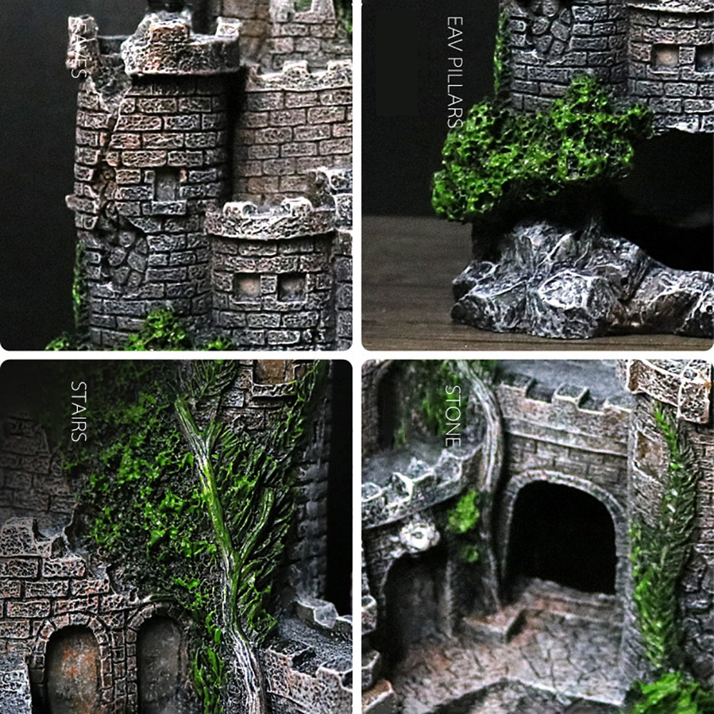 Ornement d'aquarium de château rétro européen