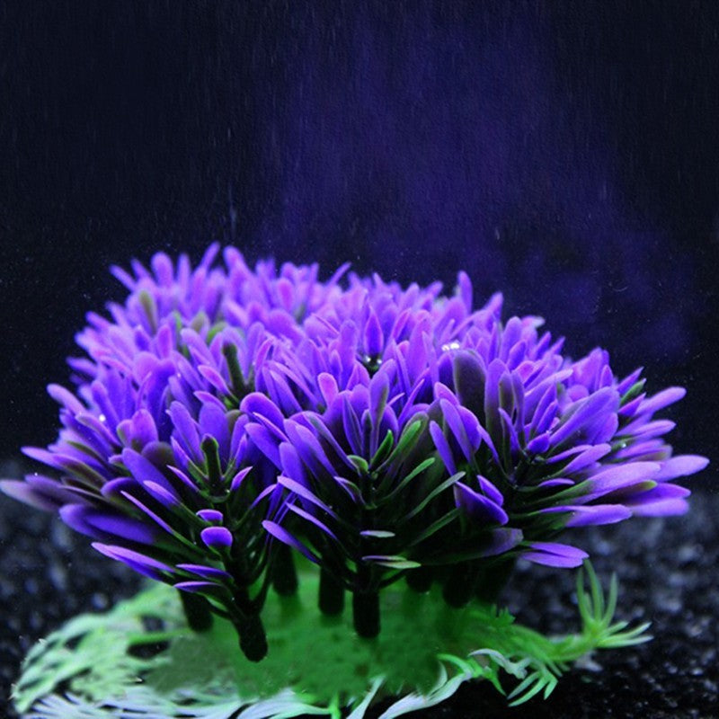 Décoration d'aquarium en herbe ronde violette