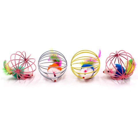 Collection of Amusing In-Cage Feather Mouse Cat Toys