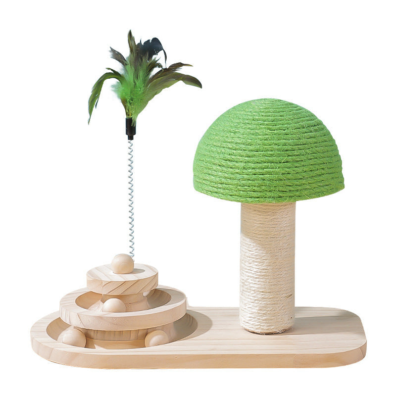 Wooden Cat Tower with Roller Toy and Ball