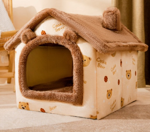 Abri pour animaux de compagnie chaud et durable avec intérieur en peluche