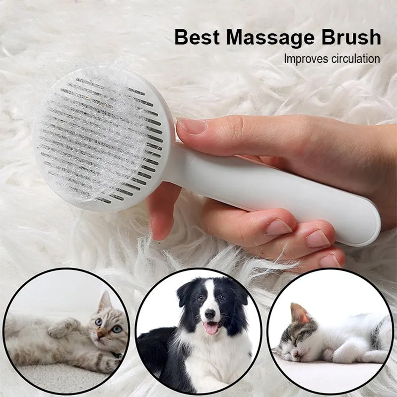 Pet Grooming Brush with Self-Cleaning Feature