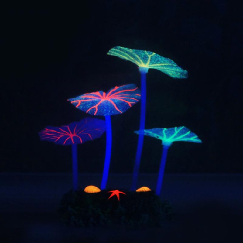 Eco-Friendly Lotus Leaf & Mushroom Aquarium Decoration