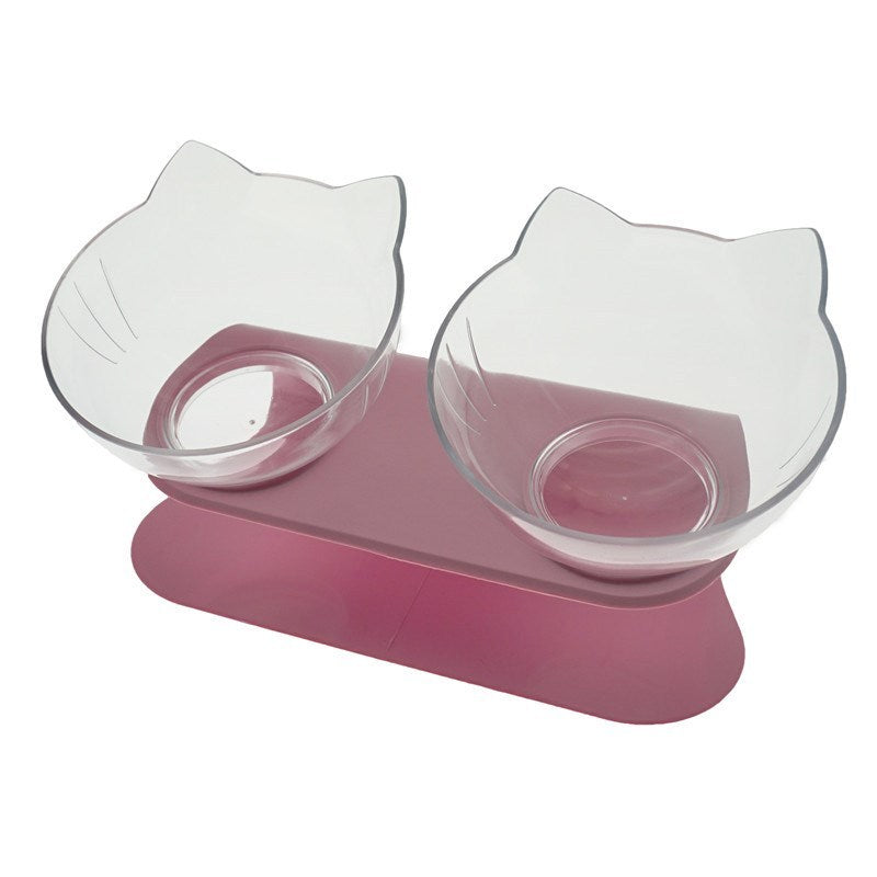 Cat Head Transparent Double Bowl