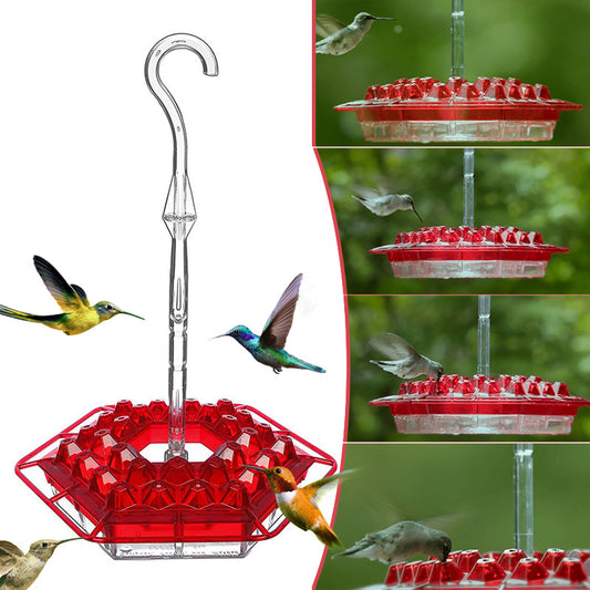 Hanging Red Hexagonal Hummingbird Feeder