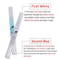 Instructions on how to use the Home Tartar Removal Kit'S blue and white pens