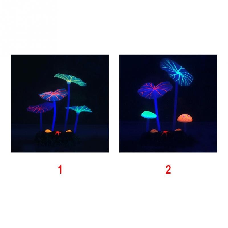 Eco-Friendly Lotus Leaf & Mushroom Aquarium Decoration