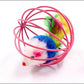 An Amusing In-Cage Feather Mouse Cat Toy in a Pink Cage