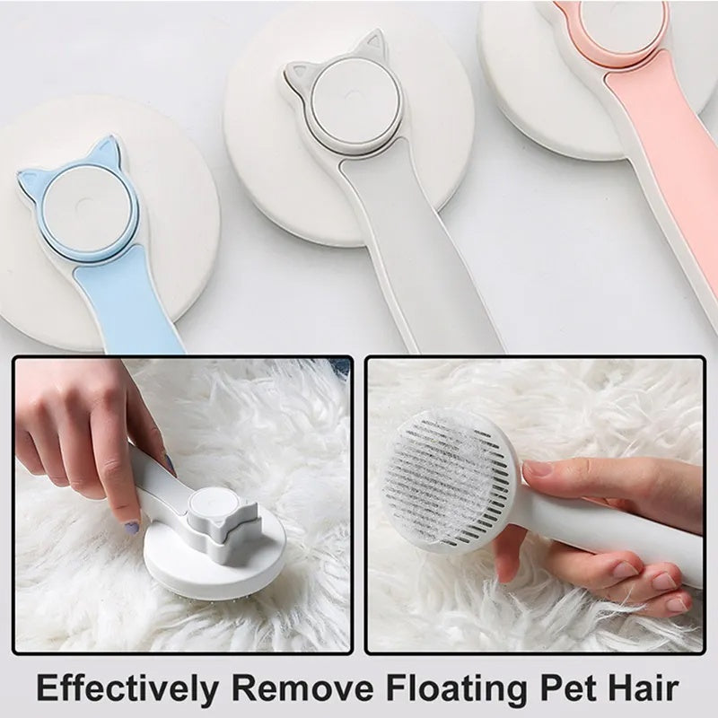 Pet Grooming Brush with Self-Cleaning Feature