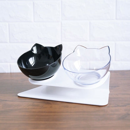 Cat Head Transparent Double Bowl