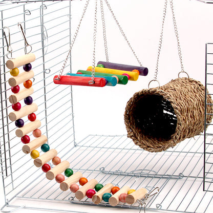 Balançoire à oiseaux en bois et échelle d'escalade