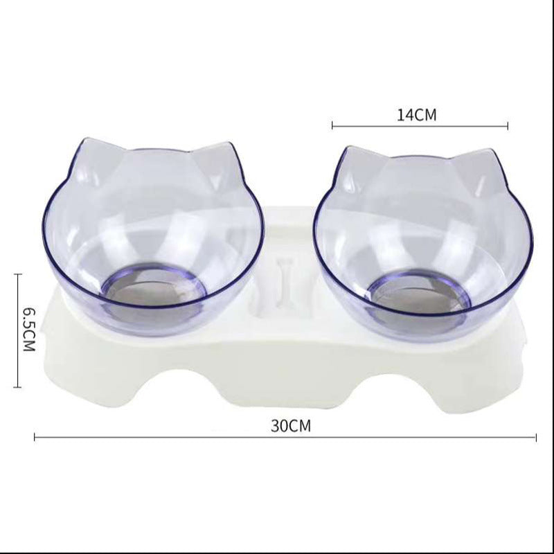 Cat Head Transparent Double Bowl