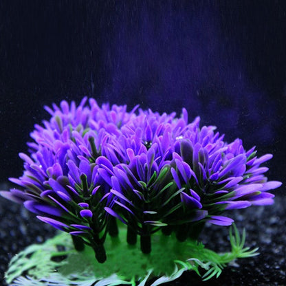 Décoration d'aquarium en herbe ronde violette