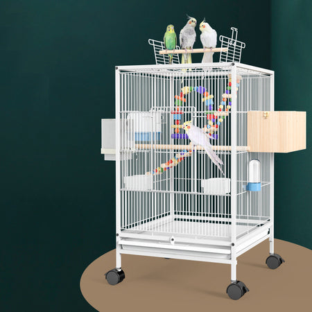 Deluxe Parrot Bird Cage with Feeder Toy and Breeding Box