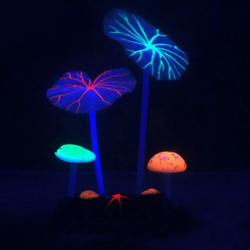 Eco-Friendly Lotus Leaf & Mushroom Aquarium Decoration