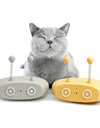 Cat Teasing Robot Laser Toy: Grey and Yellow and a cat