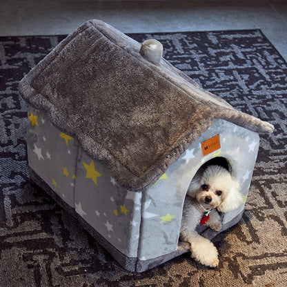 Abri pour animaux de compagnie chaud et durable avec intérieur en peluche