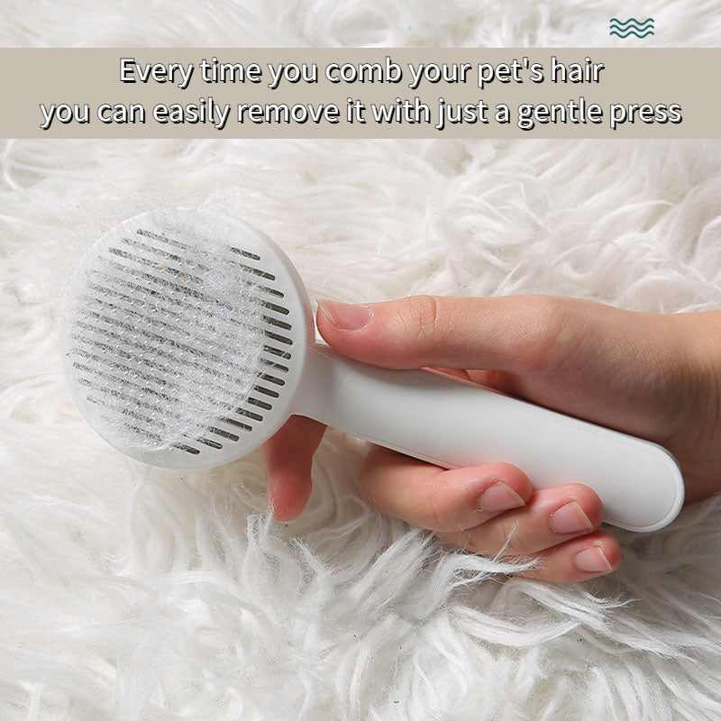 Pet Grooming Brush with Self-Cleaning Feature