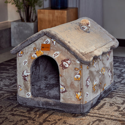Abri pour animaux de compagnie chaud et durable avec intérieur en peluche