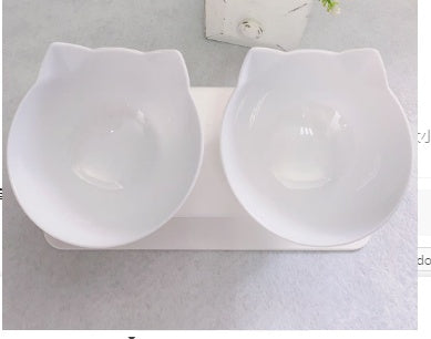 Cat Head Transparent Double Bowl