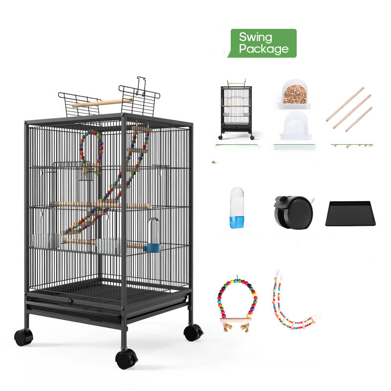 Deluxe Parrot Bird Cage with Feeder Toy and Breeding Box