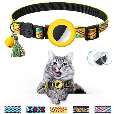 Yellow Fabulous Geometric Pattern Cat Collar With Bell