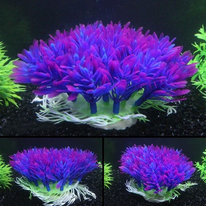 Décoration d'aquarium en herbe ronde violette