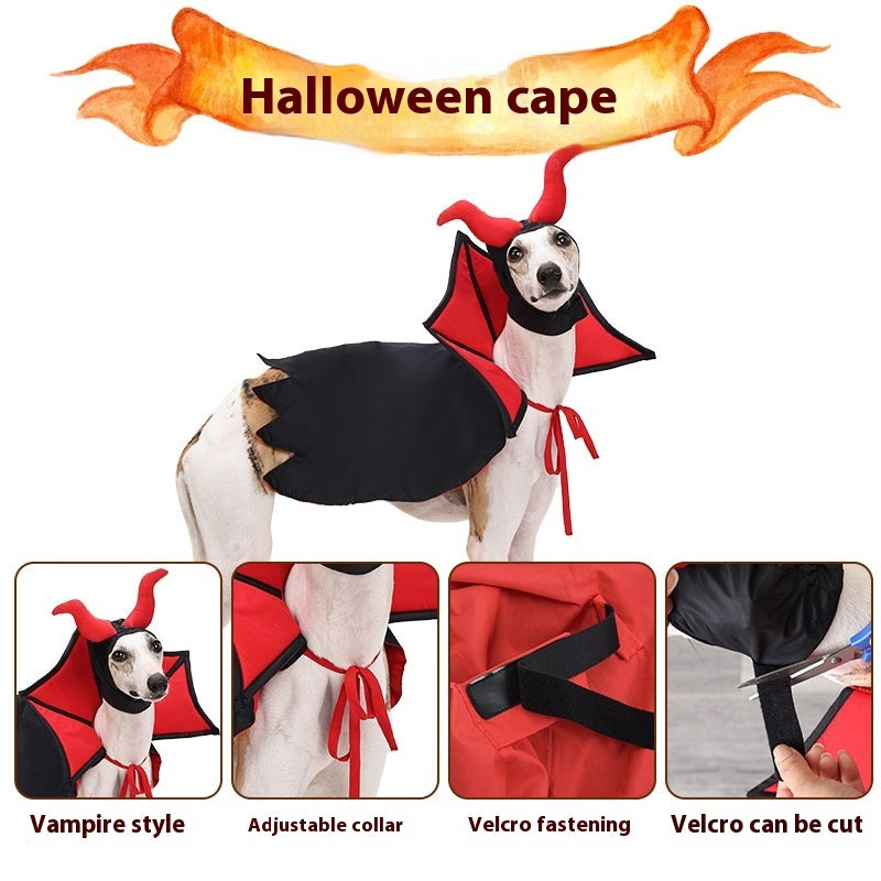 Halloween Vampire Pet Costume - Cloak and Hat Set for Cats & Dogs