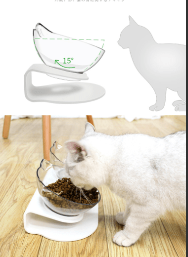 Cat Head Transparent Double Bowl