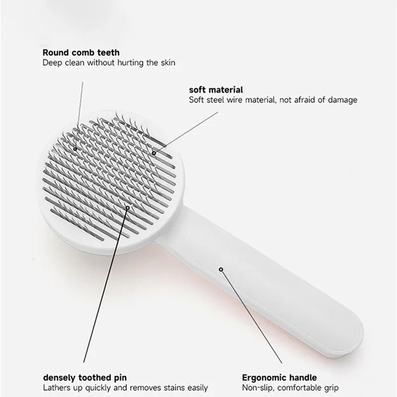 Pet Grooming Brush with Self-Cleaning Feature