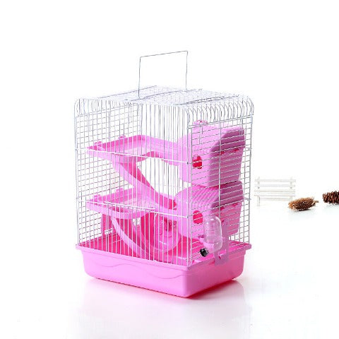 Luxurious Three-storey Hamster Villa Cage: pink