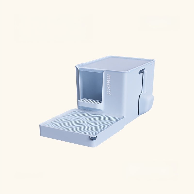Modern cat litter box with built-in litter trapping mat