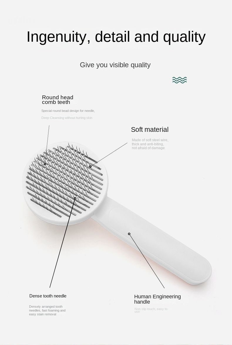 Pet Grooming Brush with Self-Cleaning Feature