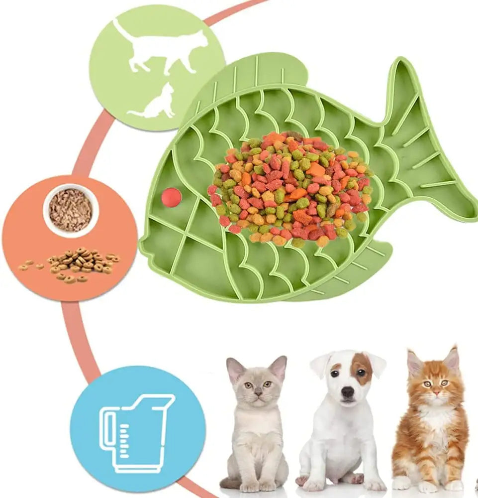 Fish-Shaped Slow Feeding Tray for Cats