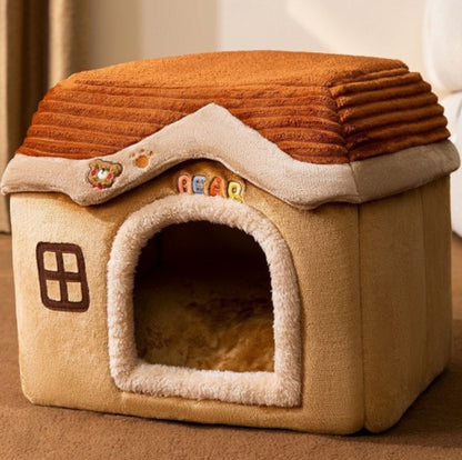 Abri pour animaux de compagnie chaud et durable avec intérieur en peluche