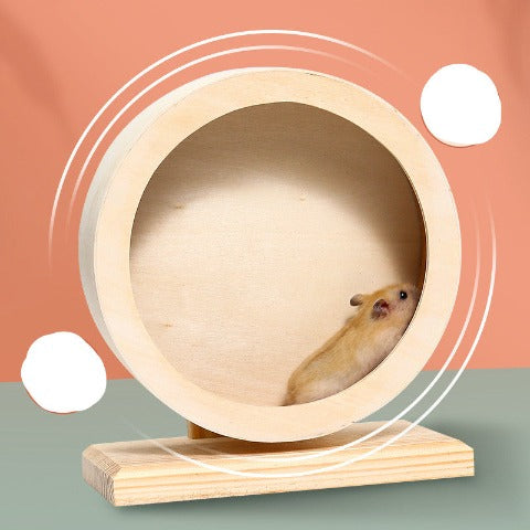 Golden Wooden Hamster Running Wheel