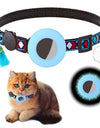 Luminous Blue Fabulous Geometric Pattern Cat Collar With Bell