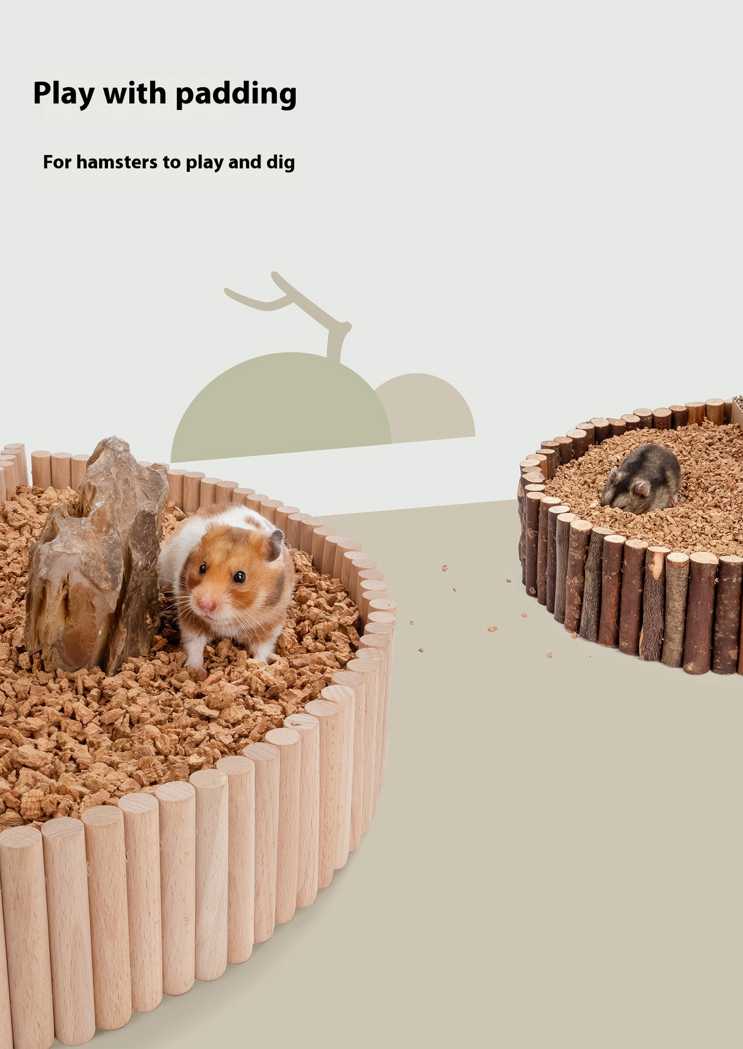 Litière creuse en liège et chêne pour hamster