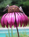 Pink Garden Petal Shape Bird Feeder and two birds