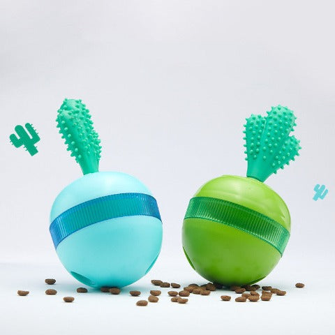 Blue and green Dog toy with treats inside