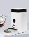 White Remote Pet Feeder activated by a phone