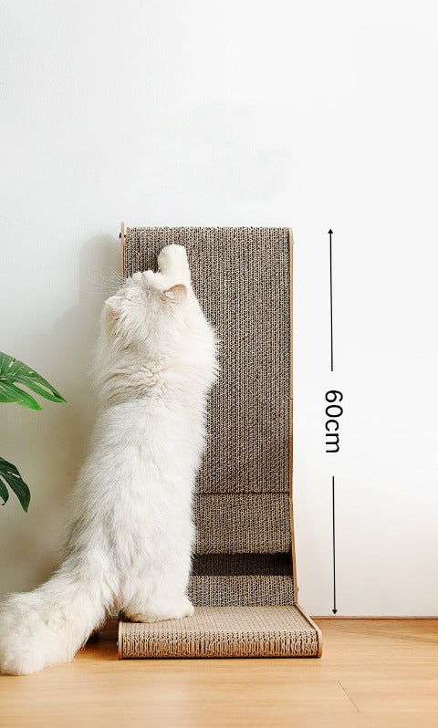 A white cat scratching its claws on a Durable Cat Scratchers