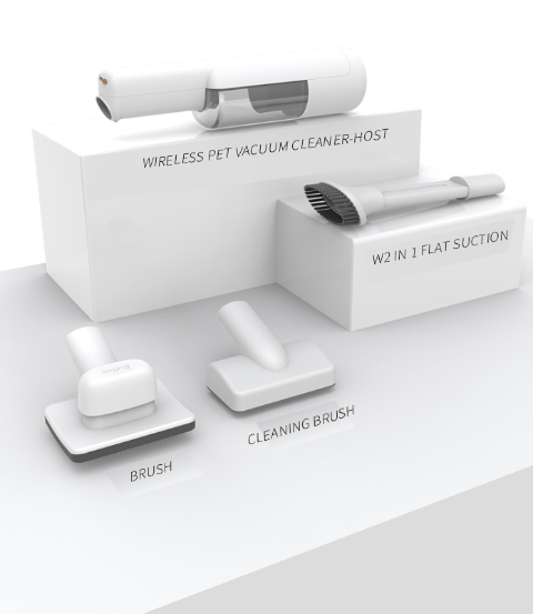 The Wireless Hair Suction Groomer's different parts 