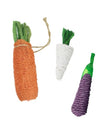 Loofah carrot, onion, eggplant: Faux Vegetables for Hamsters and Gerbils