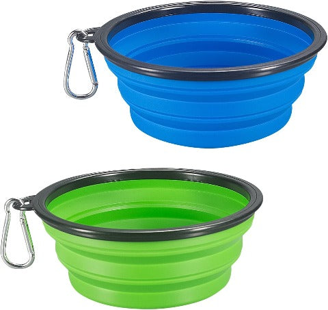 Blue and green Silicone Dog Bowls